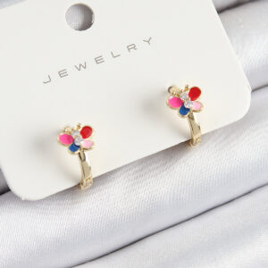 Pirinç Zirkon Taşlı Kelebek Model Gold Renk Çocuk Küpe BKP10908