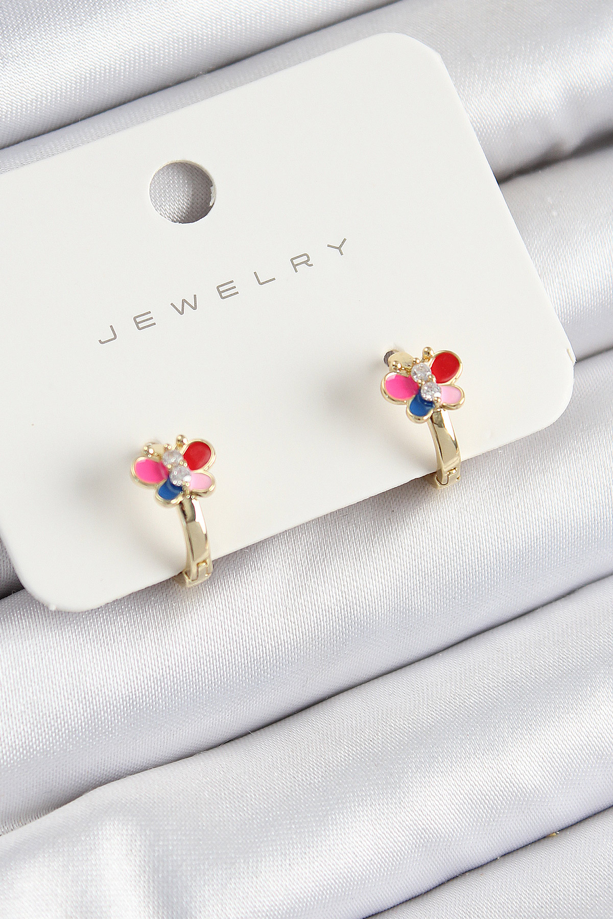 Pirinç Zirkon Taşlı Kelebek Model Gold Renk Çocuk Küpe BKP10908