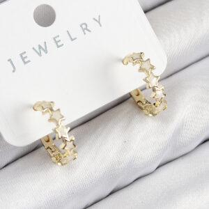 Pirinç Zirkon Taşlı Yıldız Model Gold Renk Kadın Küpe BKP11066