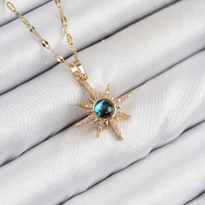 316L Çelik Zirkon Taşlı Kutup Yıldızı Model Gold Renk Kadın Kolye BKO10444