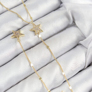 Pirinç Zirkon Taşlı Yıldız Model Gold Renk Y Kolye BKO10454
