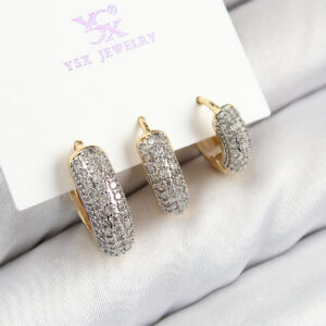 Pirinç Zirkon Taşlı 3'lü Halka Model Gold Ve Gümüş Renk Kadın Küpe BKP11148