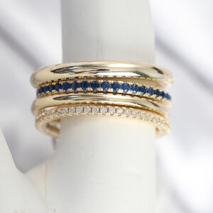 Pirinç Zirkon Taşlı Mix Renk 3'Lü Kadın Yüzük BYK3826