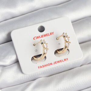 Pirinç Gold Renk Kalpli Zirkon Taşlı Kadın Küpe BKP11246