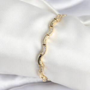 Pirinç Gold Renk Dalgalı Model Kadın Bileklik BB7962