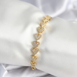 Pirinç Gold Renk Kalp Model Kadın Bileklik BB7982