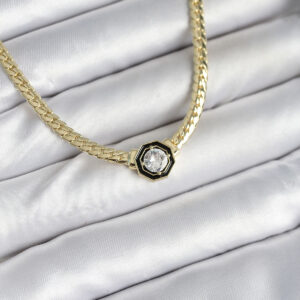 Pirinç Gold Renk Zirkon Taşlı Kadın Kolye BKO10601