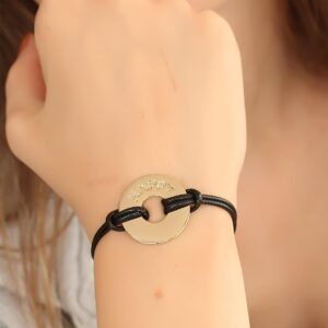 HAPPY (Mutlu) Siyah Deri İpli Unisex Mood Bileklik BB1987