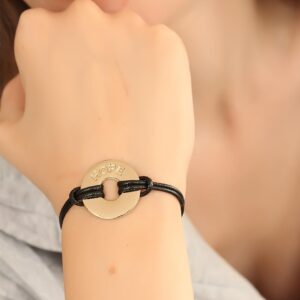 HOPE (Umutlu) Siyah Deri İpli Unisex Mood Bileklik BB1985