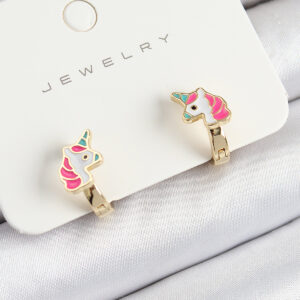 Pirinç Unıcorn Model Gold Renk Çocuk Küpe BKP10905