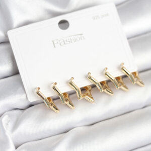 Yıldız Model Gold Renk 925 Ayar Gümüş Çivili Kadın Küpe Seti BKP11278