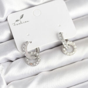 Gümüş Renk Pirinç Zirkon Taşlı Halka Model Kadın Küpe BKP11279