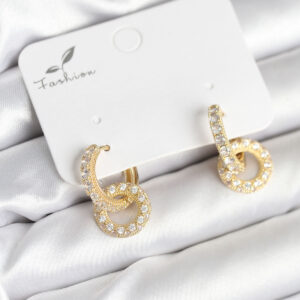 Gold Renk Pirinç Zirkon Taşlı Halka Model Kadın Küpe BKP11280