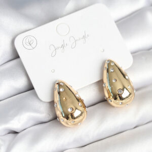 Damla Model Pirinç Gold Renk Kadın Küpe BKP11289