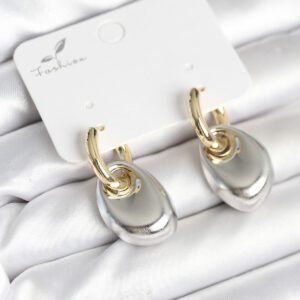 Pirinç Damla Model Gümüş Gold Renk Kadın Küpe BKP11297