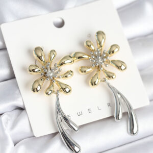 Çiçek Model Gold Gümüş Renk Kadın Küpe BKP11298