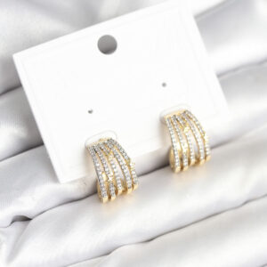 Kaburga Model Zirkon Taşlı Pirinç Kadın Küpe BKP11310