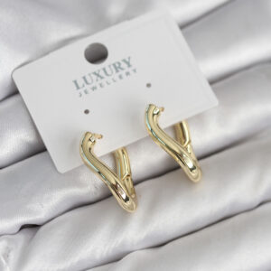 Gold Renk Eğik Halka Model Pirinç Kadın Küpe BKP11312