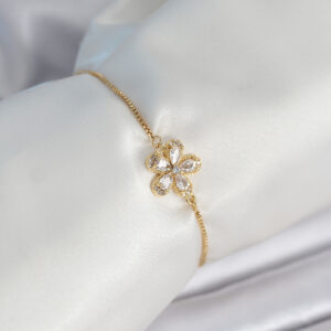 Çiçek Model Asansörlü Gold Renk Kadın Bileklik BB8011