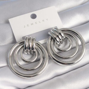 Pirinç Gümüş Renk Halka Model Kadın Küpe BKP8716