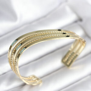 Eğik Şerit Model Gold Renk Pirinç Kadın Bileklik BB8019