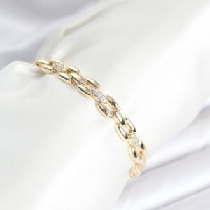 Pirinç Gold Renk Zincir Model Zirkon Taşlı Kadın Bileklik BB8029