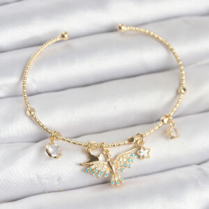Anka Kuşu Charmlı Gold Renk Pirinç Kadın Bileklik BB8039