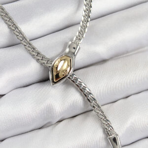 Pirinç Asansörlü Yılan Model Gümüş Renk Kadın Kolye BKO10432