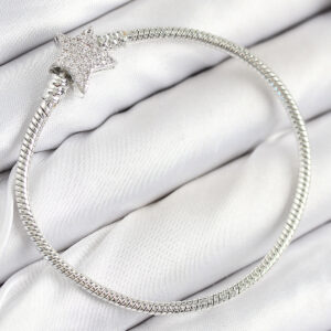 Pirinç Charm Zirkon Taşlı Yıldız Model Gümüş Renk Kadın Bileklik BB7804