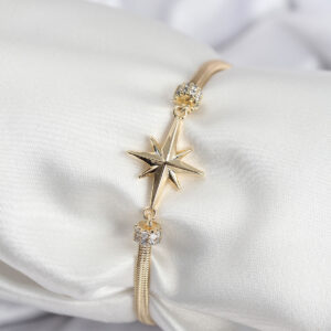 Pirinç VIP Seri Gold Renk Kutup Yıldızı Model Kadın Bileklik BB7937