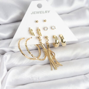 Gold Renk Pirinç Kadın 6 Çift Küpe Seti BKP11317