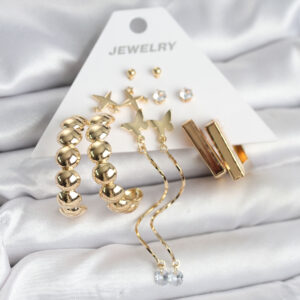 Gold Renk Pirinç 6 Çift Kadın Küpe Seti BKP11328