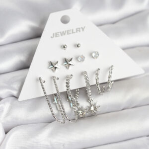 Pirinç Gümüş Renk Küpe Seti 6'lı BKP11334