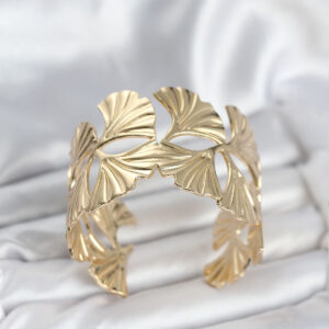 Pirinç Gold Renk Levha Yelpaze Model Kadın Bileklik BB8053