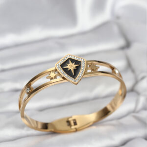 316L Çelik Gold Renk Kutup Yıldızı Kelepçe Bileklik BB8068