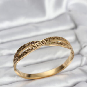 316L Çelik Gold Renk Vintage Kadın Kelepçe Bileklik BB8069