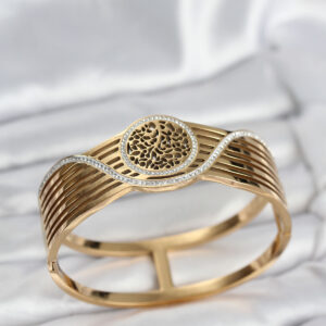 316L Çelik Gold Renk Yaşam Ağacı Modelli Kadın Kelepçe Bileklik BB8073