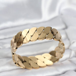 316L Çelik Gold Renk Ezme Zincir Model Kadın Kelepçe Bileklik BB8074