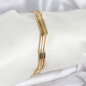 316L Çelik Gold Renk 65 mm Ajda Zikzak Model 3lü Kadın Bileklik BB8075