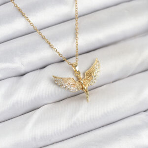 316L Çelik Zincir Gold Renk Melek Model Kadın Kolye BKO10621