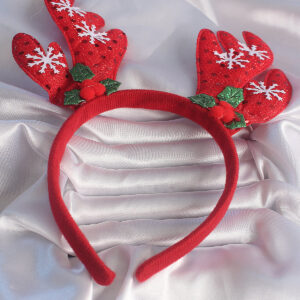 Yılbaşı Temalı Kar Tanesi İşleme Detay Geyik Boynuzu Figürlü Taç SA1002