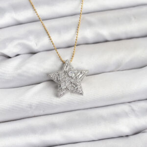 316L Çelik Zincir Gold Renk Zincirli Gümüş Yıldız Model Kadın Kolye BKO10680