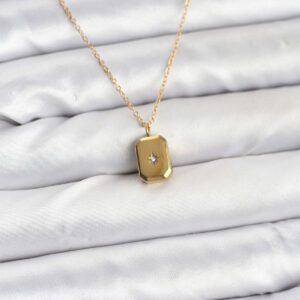 316L Çelik Zincir Gold Renk Minimal Kutup Yıldızı Model Kadın Kolye BKO10683