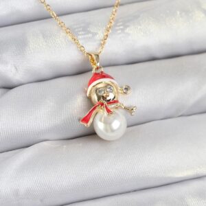 316L Çelik Zincir Gold Renk Kardan Adam Model Yılbaşı Temalı Kadın Kolye BKO10702