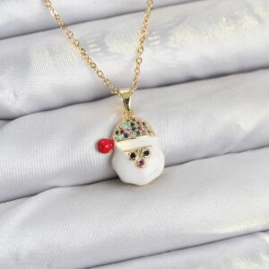 316L Çelik Zincir Gold Renk Şapkalı Kardan Adam Kafası Model Yılbaşı Temalı Kadın Kolye BKO10703