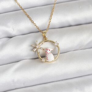 316L Çelik Zincir Gold Zirkon Taşlı Yılbaşı Temalı Kadın Kolye BKO10704