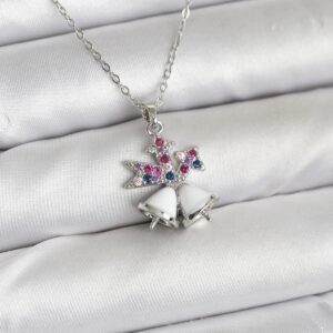 316L Çelik Zincir Gümüş Renk Chirtsmas Bell Model Yılbaşı Temalı Kadın Kolye BKO10707