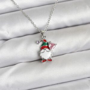 316L Çelik Zincir Gümüş Renk Yılbaşı Teması Kadın Kolye BKO10709