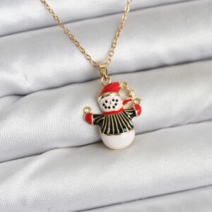 316L Çelik Zincir Gold Renk Kardan Adam Figürlü Yılbaşı Temalı Kadın Kolye BKO10712