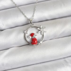 316L Çelik Zincir Gümüş Zirkon Taşlı Yılbaşı Tema Kadın Kolye BKO10719